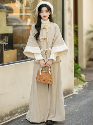 Brown modern hanfu dress for women, combining traditional Song Dynasty elegance with contemporary Chinese style. Made from luxurious silk, this hanfu includes options for a coordinating coat or jacket, making it perfect for winter wear, casual outings, or formal occasions such as graduations. This hanfu dress is available in our online hanfu shop, where customers can find authentic hanfu for sale, including casual hanfu, modern Chinese clothing from top Chinese brands, and other unique styles. Ideal for tho