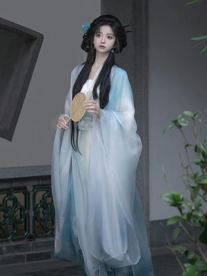 Improved han element fairy dress piaomiao xian ethereal immortal 4 piece hanfu set