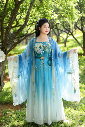 Large size crocodile skirt heavy embroidery tang dynasty large sleeve chest skirt super fairy spring summer outfit fabric detail