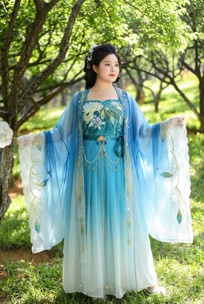 Large size crocodile skirt heavy embroidery tang dynasty large sleeve chest skirt super fairy spring summer outfit fabric detail