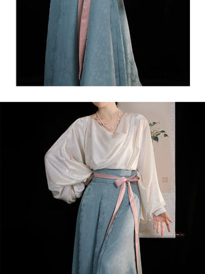 Lumingxi ten broken skirt set swinging neck shirt antique hanfu tang women new chinese daily han elements