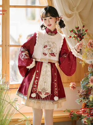Ma ta chunhua traditional red dress set new year chinese festival outfit for women and girls back view