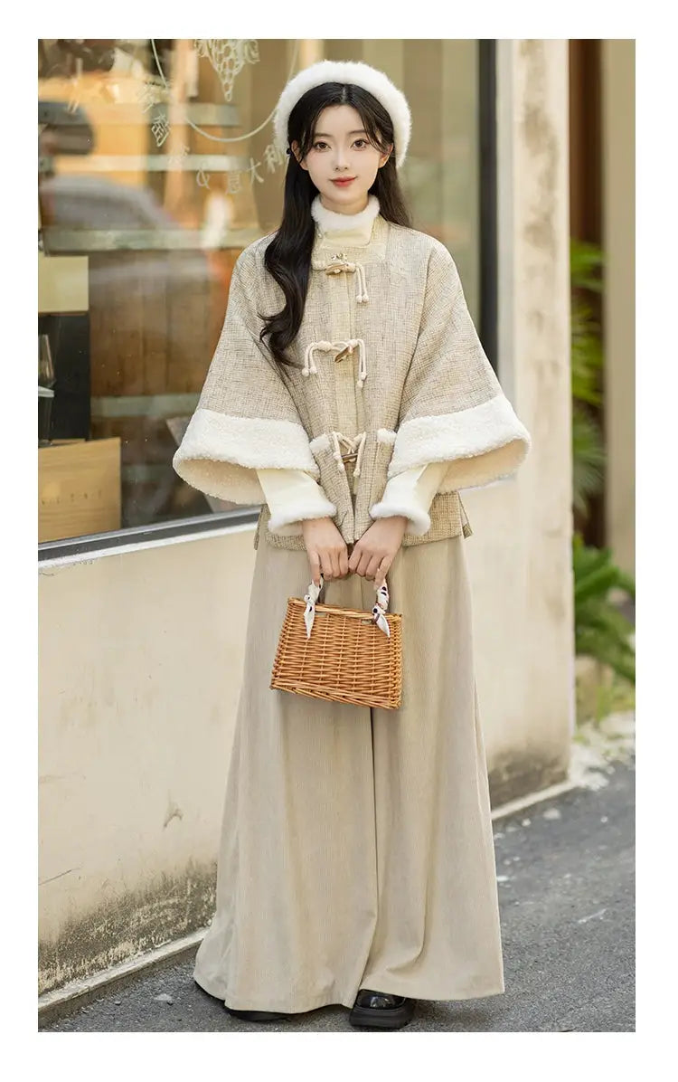 Brown modern hanfu dress for women, combining traditional Song Dynasty elegance with contemporary Chinese style. Made from luxurious silk, this hanfu includes options for a coordinating coat or jacket, making it perfect for winter wear, casual outings, or formal occasions such as graduations. This hanfu dress is available in our online hanfu shop, where customers can find authentic hanfu for sale, including casual hanfu, modern Chinese clothing from top Chinese brands, and other unique styles. Ideal for tho
