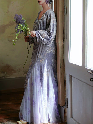 Modern oriental silk velvet dress intricate bead work and sequins embroidery for special occasions back view