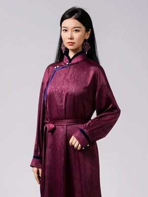 Mongolian element dress ethnic style summer new long middle aged and elderly mother dress for formal settings robe banquet front view