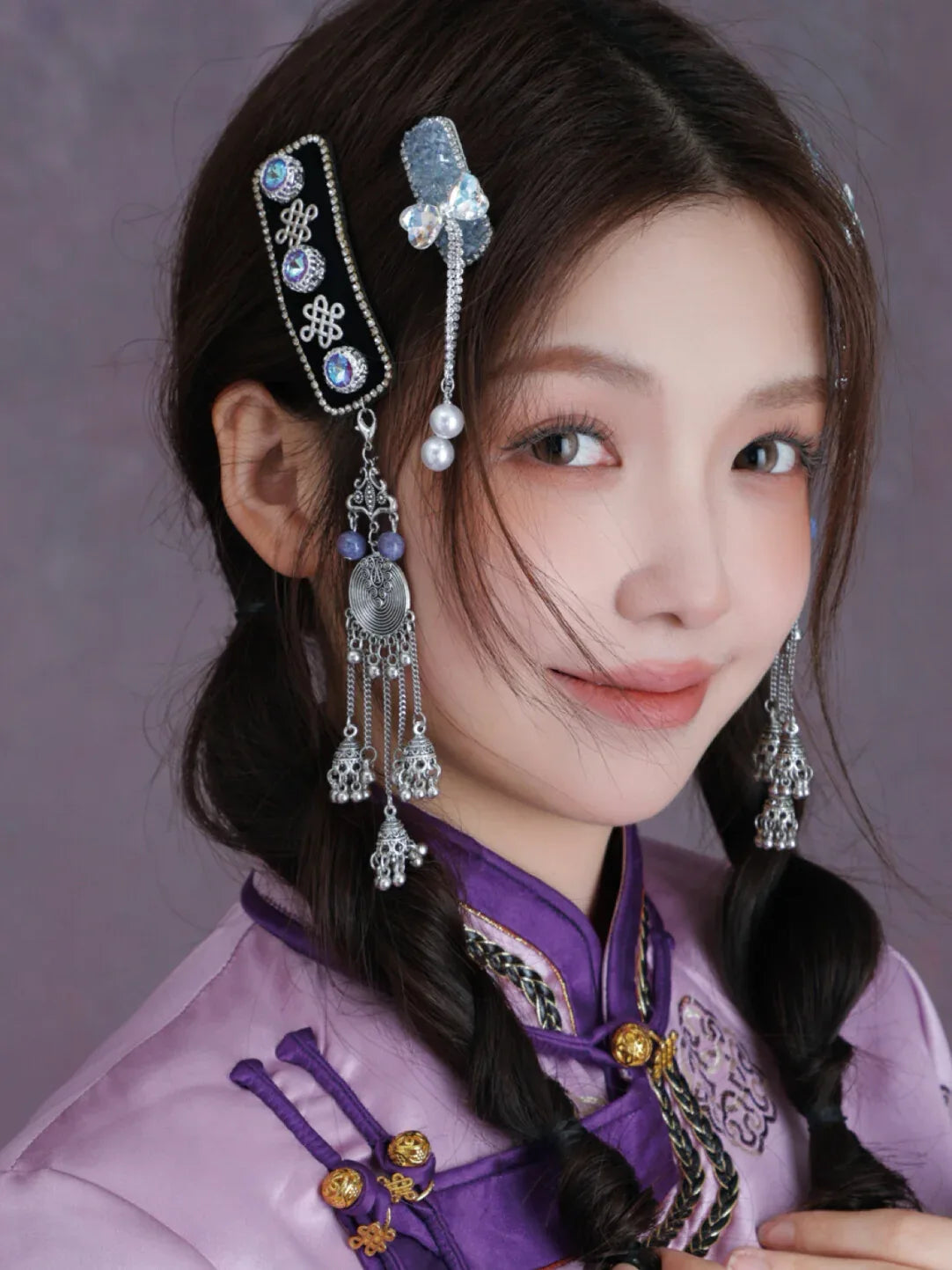 7 piece  MONGOLIAN Human Hair Clip-Ins Mongolian-Style Tassel Hair Clips, Single or Pair | Yandan  main image 2