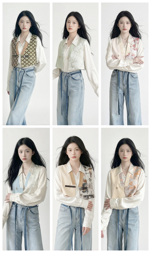 New chinese style xiaolushui collection tang inspired layered hanfu vest with matching shirt for daily commuting standing front