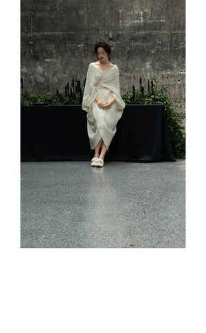 100% Ramie Modern Chinese Dress – Zen-Inspired Summer Travel Maxi with Relaxed Silhouette - Yandan_Hanfu