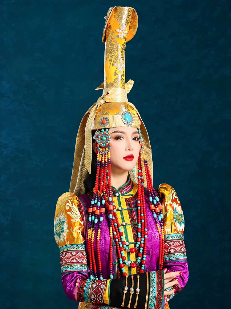 Purple Mongolian robe high-end ethnic performance dance clothing