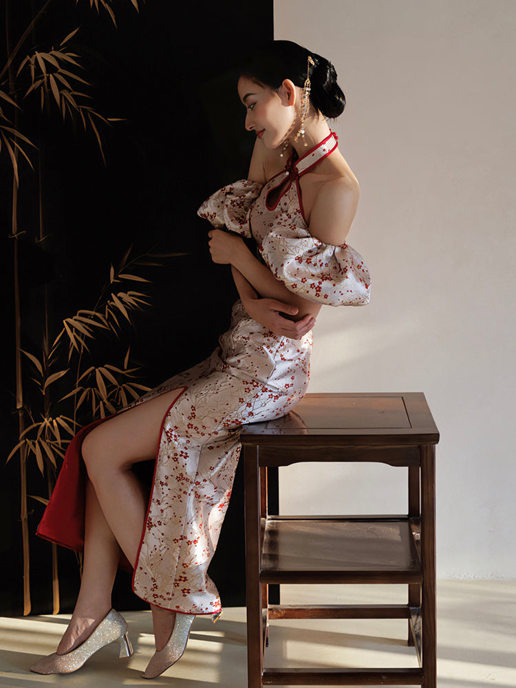Vestido de novia cheongsam rojo "Huanmei" para brindis y compromiso