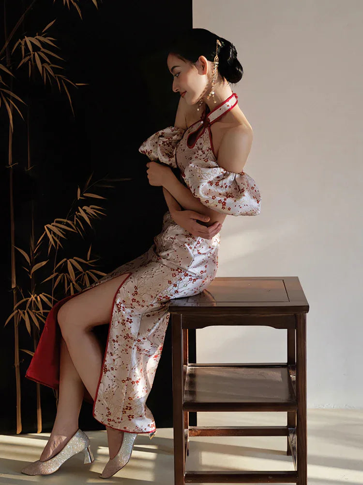 "Huanmei" red cheongsam bride wedding dress toast dress engagement - Yandan_Hanfu
