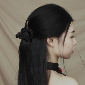 Realm of Grace – New Chinese Style Vintage Hair Claw | Elegant Tassel Shark Clip & Duckbill Barrette - Yandan_Hanfu