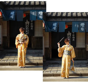 Orange Girl Japanese Japanese Japanese Japanese Kimono Dress Women's Improved Kimono Yukata - Yandan_Hanfu
