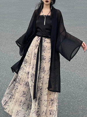 Ming Dynasty|Thousand-Character Prose Horse-faced Skirt Hanfu Women's Skirt - Yandan_Hanfu
