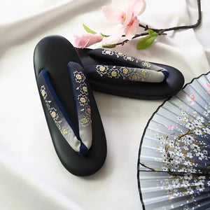 Japanese formal kimono women's shoes embroidery gradual change grass shoes cosplay herringbone pinch slippers Japanese kimono accessories - Yandan_Hanfu
