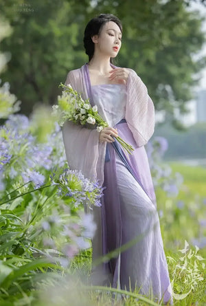 Monet Garden Pink Purple Oil Painting Sense Song Dress - Yandan_Hanfu