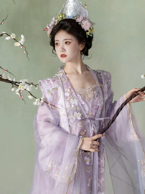 Purple Song Dynasty embroidered big-sleeved Chinese Hanfu - Yandan_Hanfu