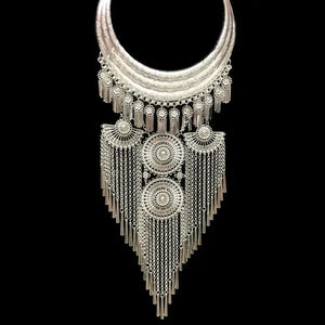 Yunnan ethnic style exaggerated large collar Miao pendant necklace Miao silver jewelry performance - Yandan_Hanfu
