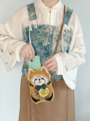 Embroidered Little Bear Hanfu Bag – New Chinese Style Crossbody Purse for Women - Yandan_Hanfu