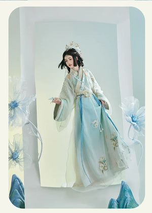 Jade one-piece skirt, improved spring and summer heavy industry embroidery - Yandan_Hanfu