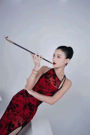 Burgundy Vintage Flocked Velvet Cheongsam – Modern Dance-Inspired Qipao Dress - Yandan_Hanfu