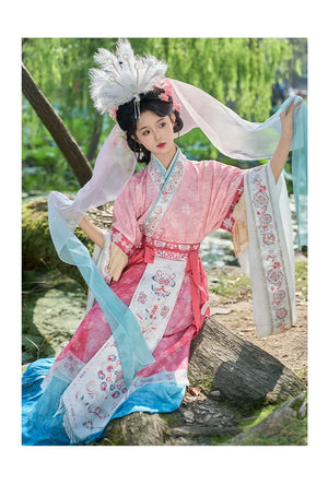 Cloud Silks – Traditional Hanfu Dress Inspired by Wei-Jin Era, Cross-Collar Revival for Women - Yandan_Hanfu