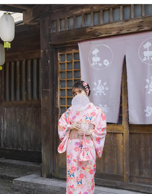 Cherry blossom season super cute pink kimono yukata Japanese formal kimono female Japanese girl Japanese style improved kimono - Yandan_Hanfu