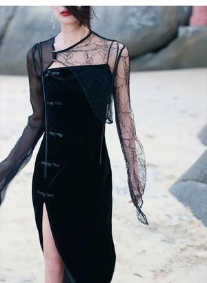 New Chinese style cheongsam & chiffon cardigan - Yandan_Hanfu