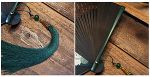 Folding fan female dance fan Hanfu Chinese style full bamboo fan - Yandan_Hanfu