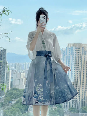 Horse Face Skirt Set 2024 New Spring and Autumn Short Hanfu Small Chinese Style Women's Clothing - Yandan_Hanfu