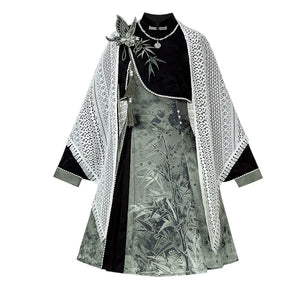 Tobacco bamboo Chinese style Mori girl Han element green lolita cheongsam - Yandan_Hanfu