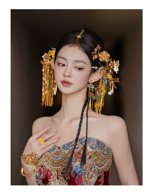 Bridal headgear New Chinese antique gorgeous butterfly flying tassel hairpin accessories - Yandan_Hanfu