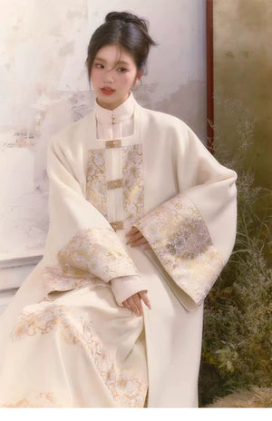 New Chinese style double-sided cashmere collar sweater with square collar, red coat coat, autumn and winter dress - Yandan_Hanfu