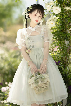 Chinese style green lolita hanfu wind lily sweet girl han element green dress - Yandan_Hanfu