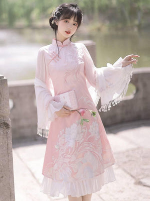 Feihua Fish Shadow Hanfu Women's Daily Han Element New Chinese Style Cheongsam Dress - Yandan_Hanfu