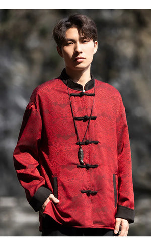 New China style can be worn on both sides, button-down top jacket Tang suit men - Yandan_Hanfu