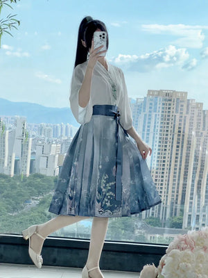 Horse Face Skirt Set 2024 New Spring and Autumn Short Hanfu Small Chinese Style Women's Clothing - Yandan_Hanfu