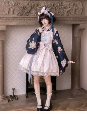 East-Meets-West Pink Two-Piece Set | Romance Embroidered Hanfu Blouse & Over Skirt - Yandan_Hanfu