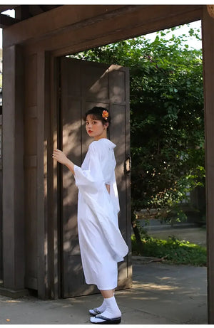 Yukata Kimono Feather Weaving White Interior Japanese Kimono Women's Dress Base - Yandan_Hanfu