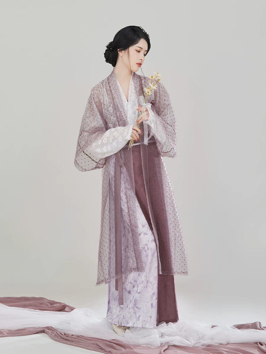 Song Style Modern Hanfu Separates and Spiral Skirt Set - full outfit view
