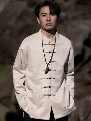 New Chinese style disc button top jacket Chinese New Year red Tang suit men - Yandan_Hanfu