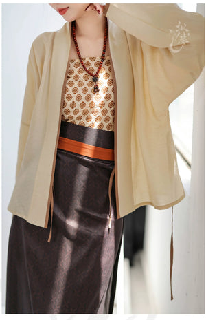 Song Dynasty Hanfu Airplane Sleeves Song Vest Spinning Skirt Spring and Summer Retro Modern Hanfu - Yandan_Hanfu