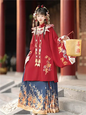 Flower marriage Ming Dynasty Red Hanfu - Yandan_Hanfu