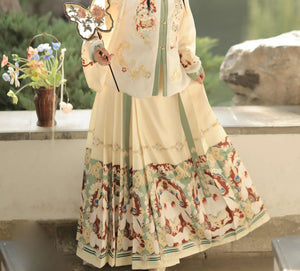 Chinese New Year Hanfu Women's Ming Dynasty Square Neck Embroidered Bijia Horse Face Skirt New Year's Eve Dress Winter Plush - Yandan_Hanfu