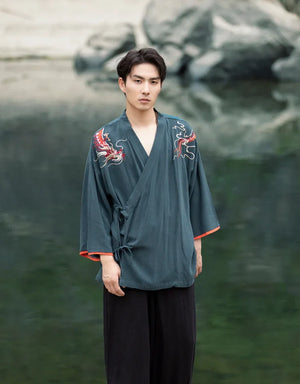 Chinese style cotton and linen retro Hanfu spring and summer Tang suit man - Yandan_Hanfu