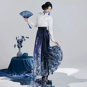 Ming imitation makeup flower woven gold horse dress set four seasons - Yandan_Hanfu