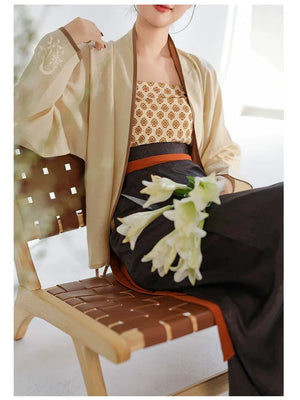 Song Dynasty Hanfu Airplane Sleeves Song Vest Spinning Skirt Spring and Summer Retro Modern Hanfu - Yandan_Hanfu