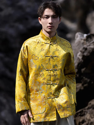 Tang suit men's Chinese style button-up top autumn and winter coat New Year's greeting clothes - Yandan_Hanfu