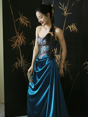 "Sparrow" Jacquard tube bride trailing wedding wedding dress toasting dress engagement - Yandan_Hanfu