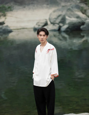 Chinese style cotton and linen retro Hanfu spring and summer Tang suit man - Yandan_Hanfu